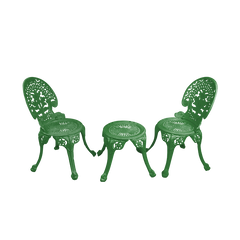 Zinc Cast Aluminium Garden Patio Seating 2 Chair and 1 Table Set