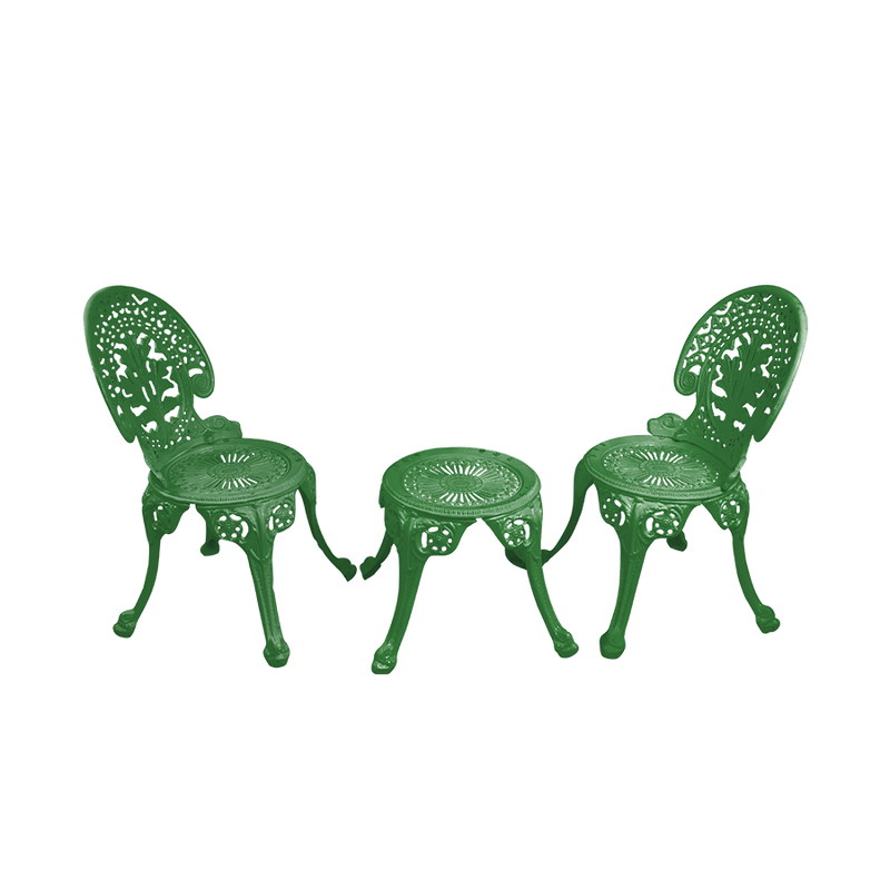 Zinc Cast Aluminium Garden Patio Seating 2 Chair and 1 Table Set