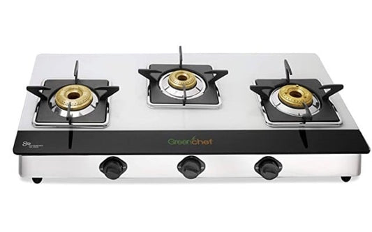 Greenchef Blaze JUMBO Burner Glass Manual Gas Stove  (3 Burners)