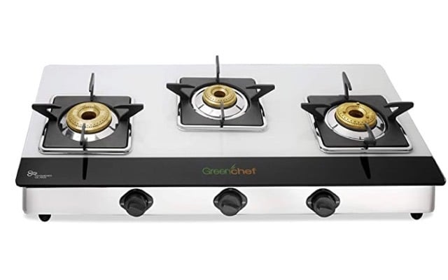 Greenchef Blaze JUMBO Burner Glass Manual Gas Stove  (3 Burners)-1