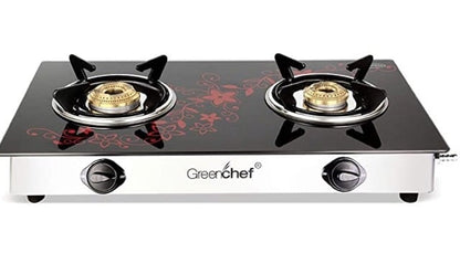 GREENCHEF Crystal Plus 2 Burner Glass Gas Stove (Black , Red), Manual
