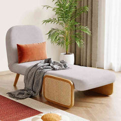 Grey Mid-Century Sleeper Sofa Come Bed – 3-in-1 Convertible Daybed Chaise Lounge Chair