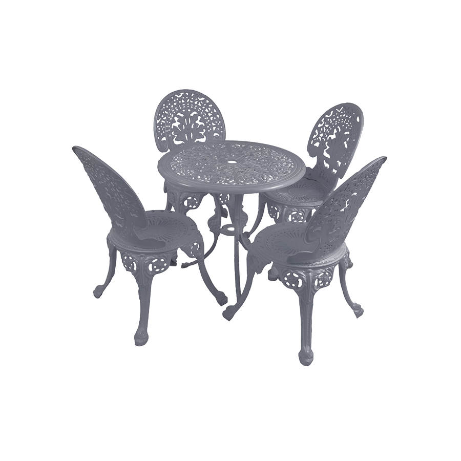 Sitopia Cast Aluminium Garden Patio Seating 4 Chair and 1 Table Set (White)