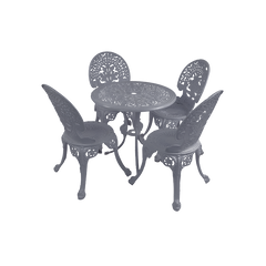 Sitopia Cast Aluminium Garden Patio Seating 4 Chair and 1 Table Set (White)