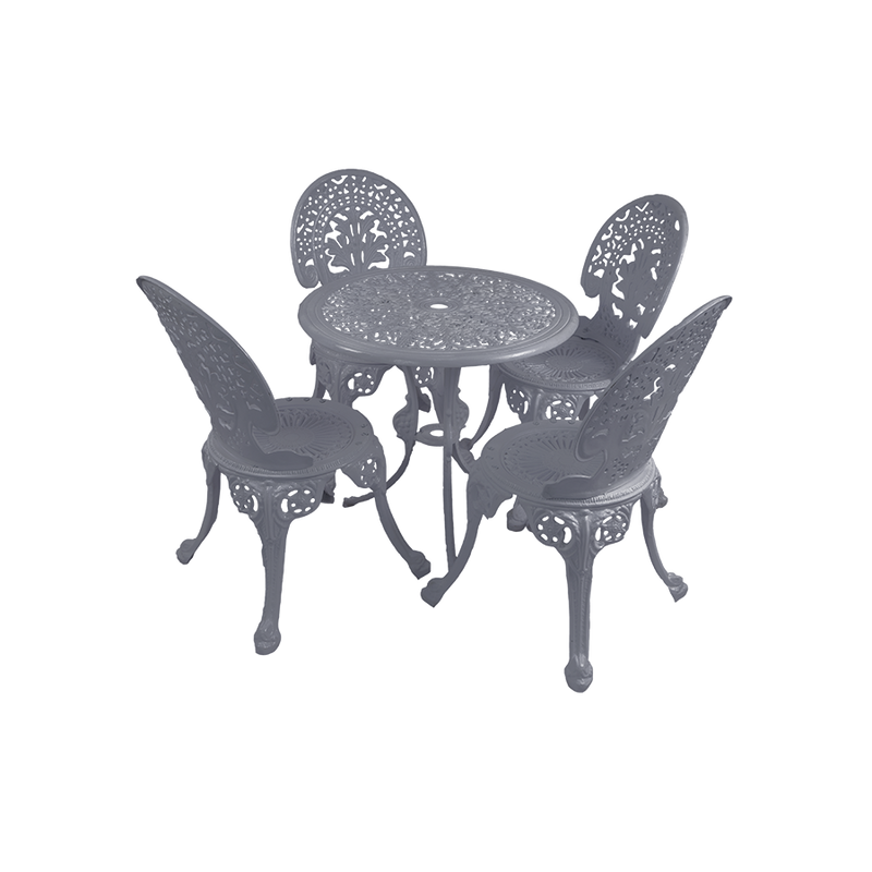 Sitopia Cast Aluminium Garden Patio Seating 4 Chair and 1 Table Set (White)
