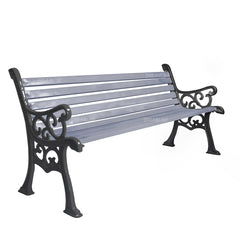 Wick Cast Iron 3 Seater Garden Bench for Outdoor Park - (Black + Grey)