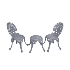 Zinc Cast Aluminium Garden Patio Seating 2 Chair and 1 Table Set