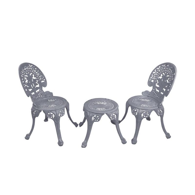 Zinc Cast Aluminium Garden Patio Seating 2 Chair and 1 Table Set