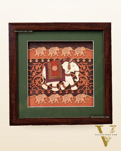 Group of 8 Legendary Elephants | 3D Wooden Wall Hanging Frame with Glass