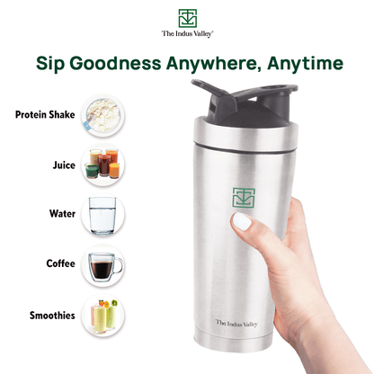 Vacuum Insulated Stainless Steel Gym Shaker Bottle with Steel Agitator for Pre/Post Workout, 750ml