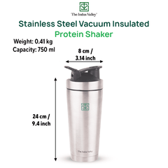 Vacuum Insulated Stainless Steel Gym Shaker Bottle with Steel Agitator for Pre/Post Workout, 750ml