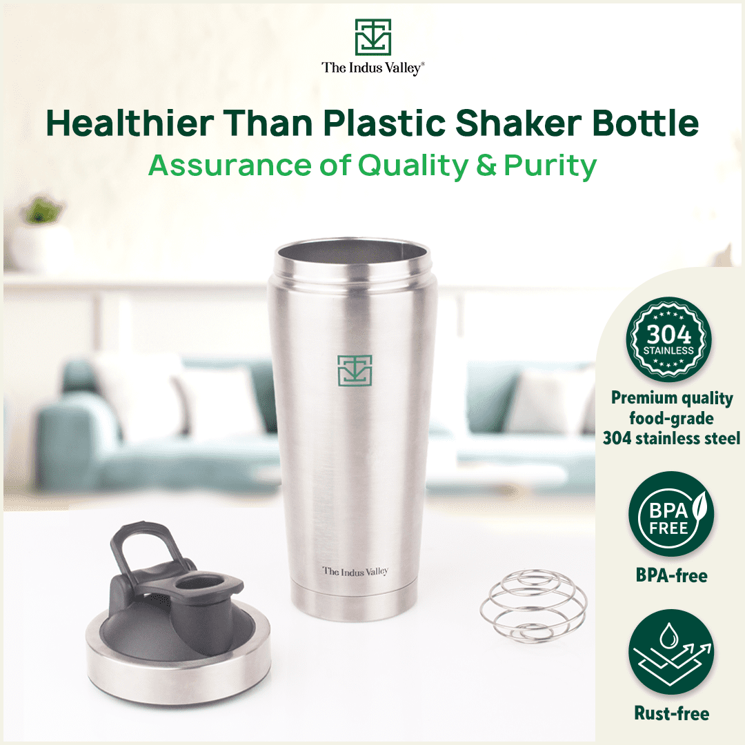 Vacuum Insulated Stainless Steel Gym Shaker Bottle with Steel Agitator for Pre/Post Workout, 750ml