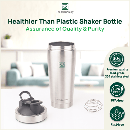 Vacuum Insulated Stainless Steel Gym Shaker Bottle with Steel Agitator for Pre/Post Workout, 750ml