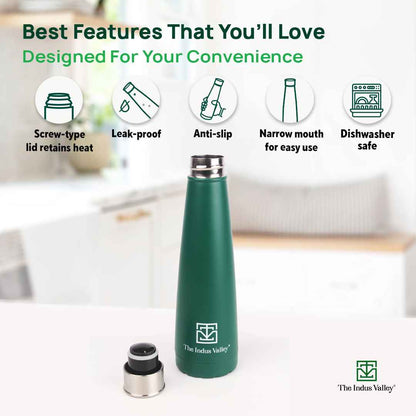 Pro-hydro Vacuum Insulated Stainless Steel Water Bottle Narrow Mouth, Fits All Car Cup Holders,500ml