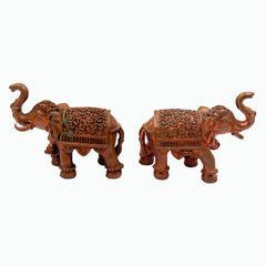 Handcrafted Copper Elephant Idol Pair | Tamra Gaja Hathi Yanai Ane Statue | Airavata Gajraj Figurine | Vastu Feng Shui Showpiece & Gift,Gold, 1 Inch, 1 Piece