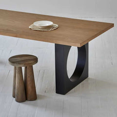 Metal Table Legs Circular Cutout Design Matte Black Steel 29-Inch Dining Room Modern Style