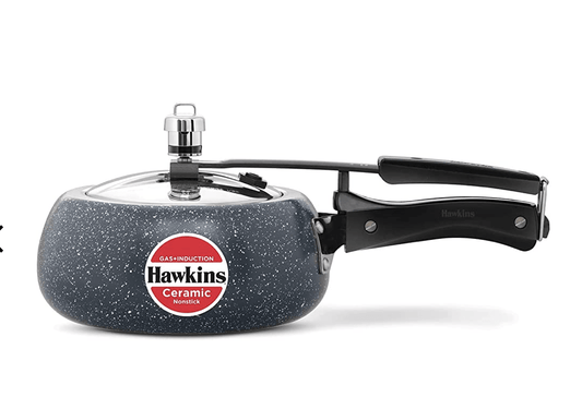 Hawkins 2 Litre Ceramic Nonstick Pressure Cooker, Induction Inner Lid Cooker, Granite Contura shaped Cooker, Best Cooker (ICC20)