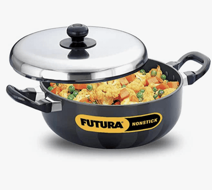 Hawkins Futura Nonstick All-Purpose Pan 3L, 22 cm, 3.25 mm with SS Lid (Black)