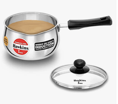 Hawkins 2 Litre Tpan, Stainless Steel Tea Pan with Glass Lid, Induction Sauce Pan, Chai Pan, Saucepan, Silver (SST20G)-1