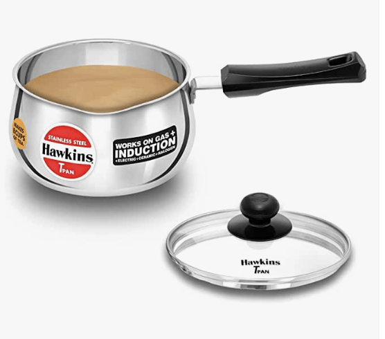 Hawkins 2 Litre Tpan, Stainless Steel Tea Pan with Glass Lid, Induction Sauce Pan, Chai Pan, Saucepan, Silver (SST20G)-1
