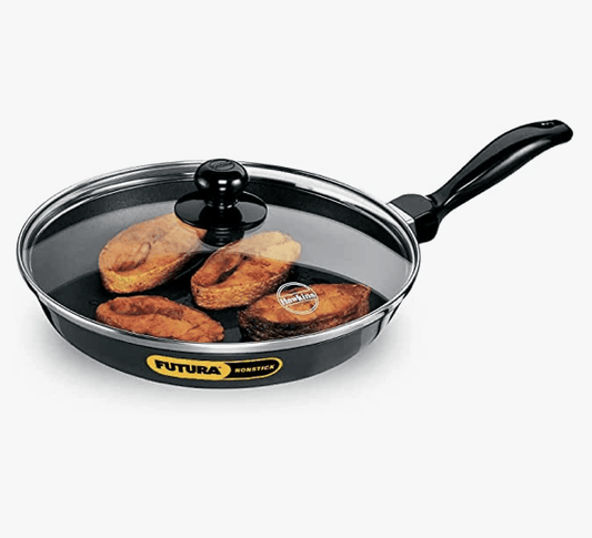 Hawkins Futura 26 cm Frying Pan, Non Stick Fry Pan with Glass Lid, Frypan, Black (NF26G)