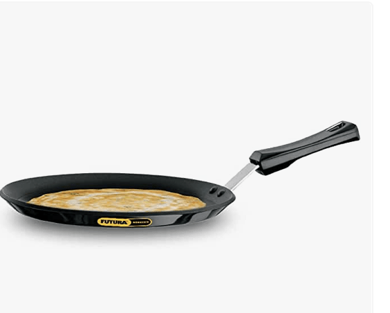 Hawkins Futura 26 cm Flat Tava, Non Stick Tawa with Plastic Handle, Tawa with Rim, Pancake Pan, Flat Pan, Black (NFT26P)