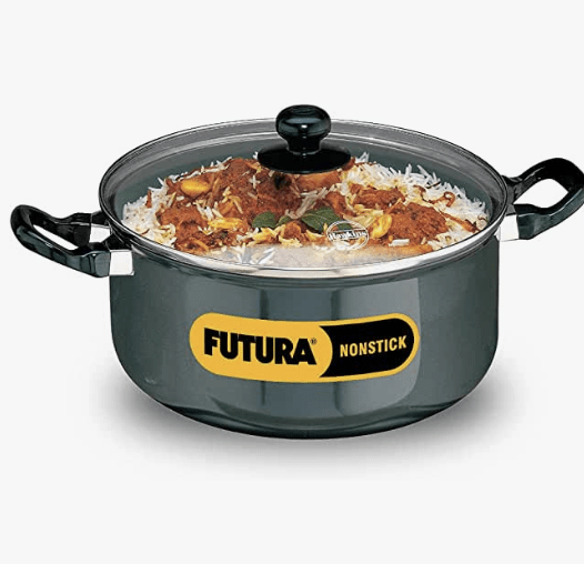 Hawkins Futura 5 Litre Cook n Serve Stewpot, Non Stick Pot with Glass Lid, Cooking Pot with Lid, Black (NST50G)