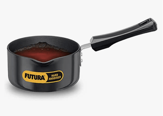Hawkins Futura Hard Anodised Saucepan, Capacity 1 Litre, Diameter 14 cm, Thickness 3.25 mm, Black (AS10) (Aluminium)