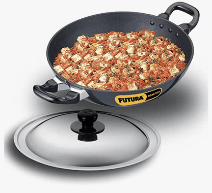 Hawkins Futura Nonstick Kadhai 2.5 L, 26 cm, 3.25 mm with SS lid (Black)
