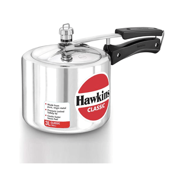 Hawkins Classic 3 Litre Aluminium Inner Lid Pressure Cooker, Tall Design Cooker, Best Cooker, Silver (CL3T)