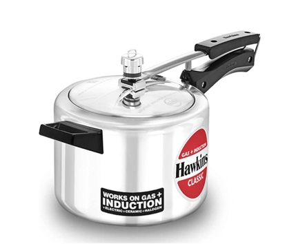 Hawkins 4 Litre Classic Pressure Cooker, Induction Inner Lid Cooker, Pan Cooker, Best Cooker, Silver (ICL40, Aluminium)