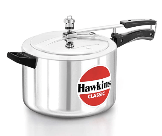 Hawkins Classic 8 Litre Aluminium Inner Lid Pressure Cooker, Wide Design Pan Cooker, Big Cooker, Silver (CL8W)