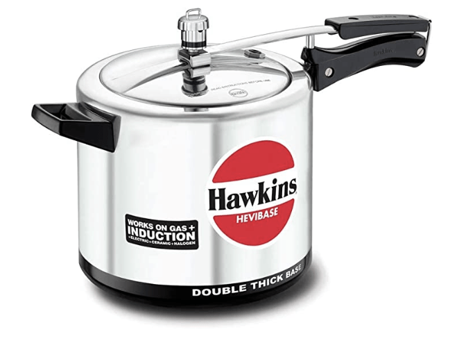 Hawkins Hevibase 6.5 Litre Inner Lid Aluminium Pressure Cooker, Induction Cooker, Silver (IH65)