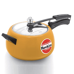 Hawkins Ceramic- Coated Contura 5L Mustard Yellow Aluminium Inner Lid Pressure Cooker-1