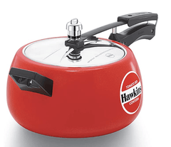 Hawkins Contura 3 Litre Pressure Cooker, Ceramic Coated Handi Cooker, Tomato Red (CTR30)-1
