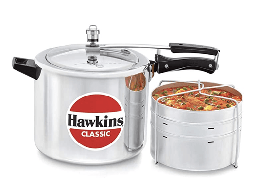 Hawkins Classic Aluminium Inner Lid Pressure Cooker with Separators, 10 Litre, Silver (CL11)