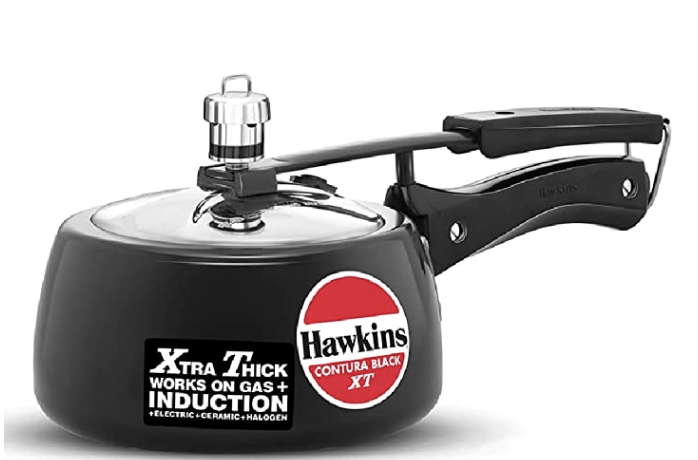 Hawkins 1.5 Litre Contura Black XT Pressure Cooker, Hard Anodised Inner Lid Cooker, Small Induction Cooker, Extra Thick Handi Cooker, Black (CXT15)
