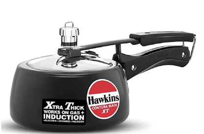 Hawkins 1.5 Litre Contura Black XT Pressure Cooker, Hard Anodised Inner Lid Cooker, Small Induction Cooker, Extra Thick Handi Cooker, Black (CXT15)