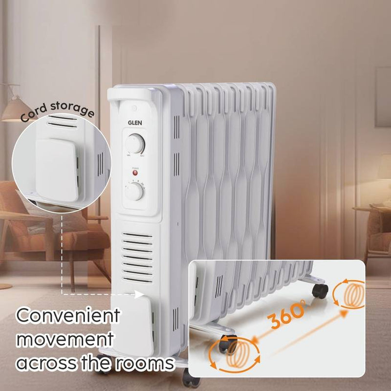 Glen HA7012OR9 Electric 9 Fin Oil Filled Radiator Room Heater with 9 Fins (2 year warranty) Oil Filled Room Heater-4
