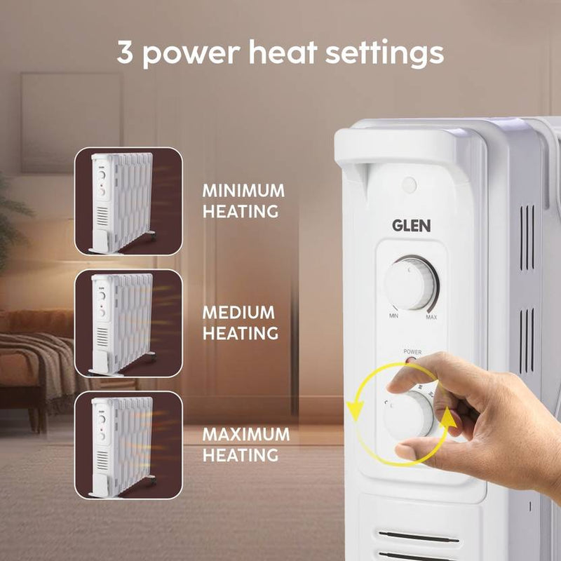 Glen HA7012OR9 Electric 9 Fin Oil Filled Radiator Room Heater with 9 Fins (2 year warranty) Oil Filled Room Heater-2