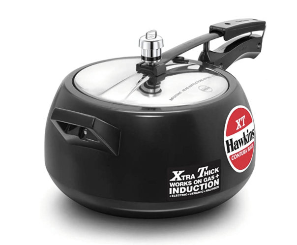 Hawkins Contura Black XT 5 Litre Inner Lid Pressure Cooker, Hard Anodised Cooker, Induction Cooker, Handi Cooker, Black (CXT50)-1