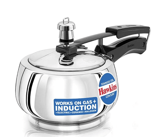 Hawkins Stainless Steel Contura Induction Compatible Pressure Cooker, 1.5 Litre, Silver (SSC15)