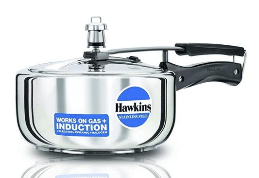 Hawkins 3 Litre Pressure Cooker, Stainless Steel Cooker, Wide Design Pan Cooker, Induction Cooker, Silver (HSS3W)
