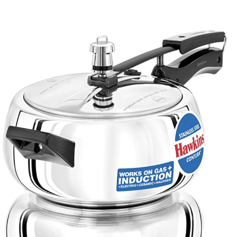 Hawkins 3.5 Litre Contura Pressure Cooker, Stainless Steel Inner Lid Cooker, Handi Cooker, Induction Cooker, Silver (SSC35)