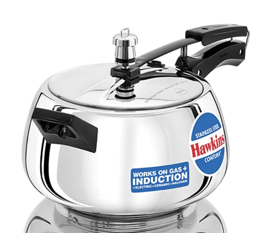Hawkins Stainless Steel Contura Induction Compatible Pressure Cooker, 5 Litre, Silver (SSC50)