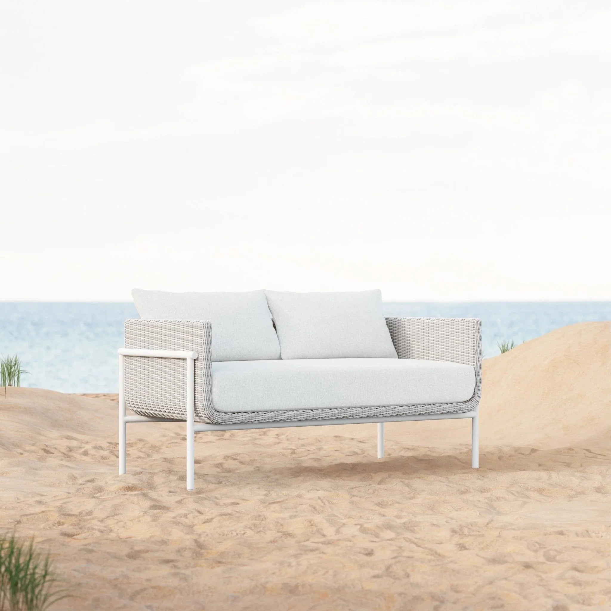 Kreios Outdoor Garden Balcony Sofa Set 2 Seater, 2 Single seater and 1 Center Table With 1 Side Table Set (White)