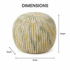 Hand-Knitted Boho Round Pouf Ottoman | Round pouf for modern home interiors | Bohemian style pouf ottoman seat