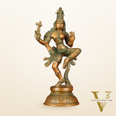Handcrafted Brass Ardhanarishvara Statue - 12" Antique Bronze Finish