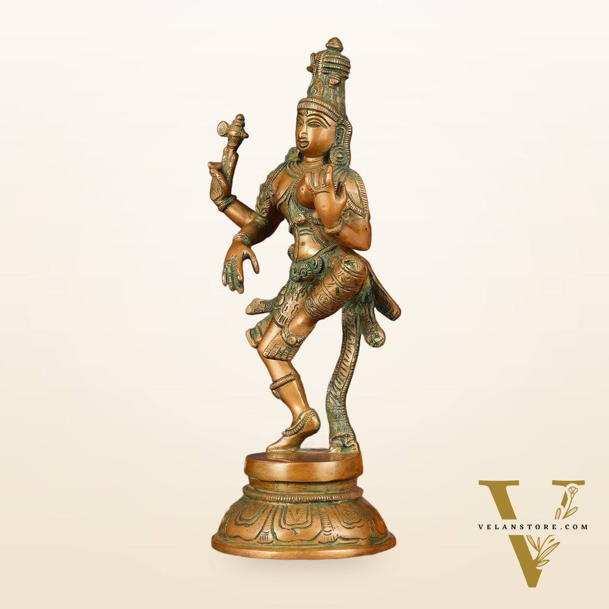 Handcrafted Brass Ardhanarishvara Statue - 12" Antique Bronze Finish
