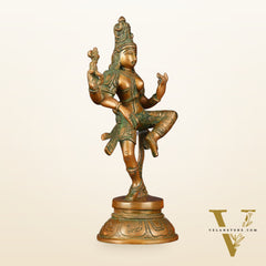 Handcrafted Brass Ardhanarishvara Statue - 12" Antique Bronze Finish